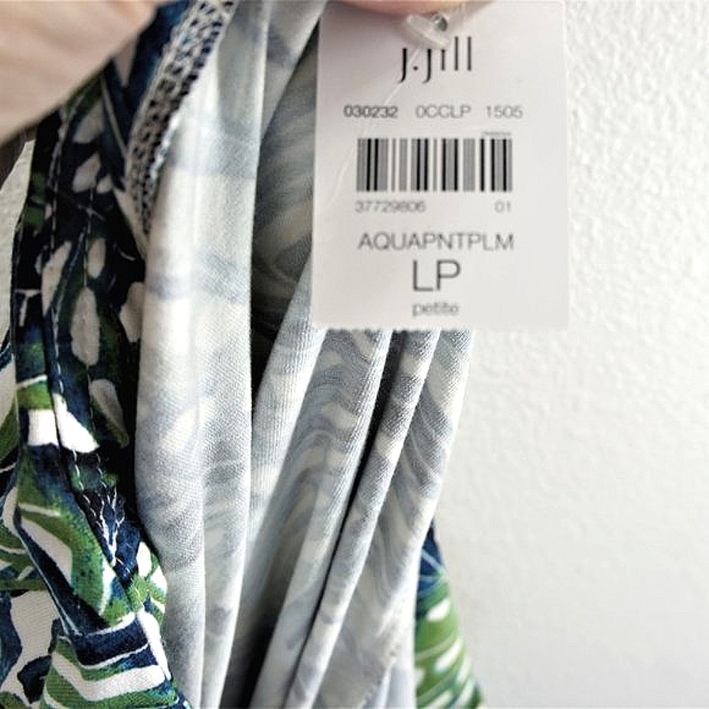 J.Jill palm leaf wearever smooth fit wide leg crop pants size L petite NWTS - Picture 2 of 3